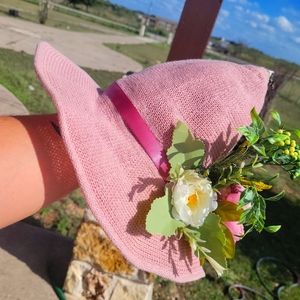 Pink Modern floral witch hat!!